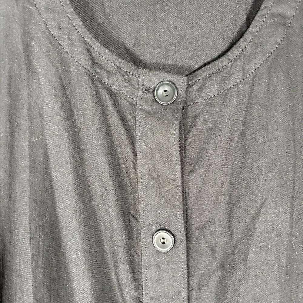 Eileen Fisher Organic Cotton Twill Shirttail Jacket Top XL‎ Lagenlook Minimalist